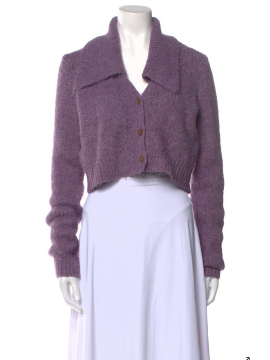 pistola Sweaters - Pistola Cropped Lavender Button-Up Cardigan